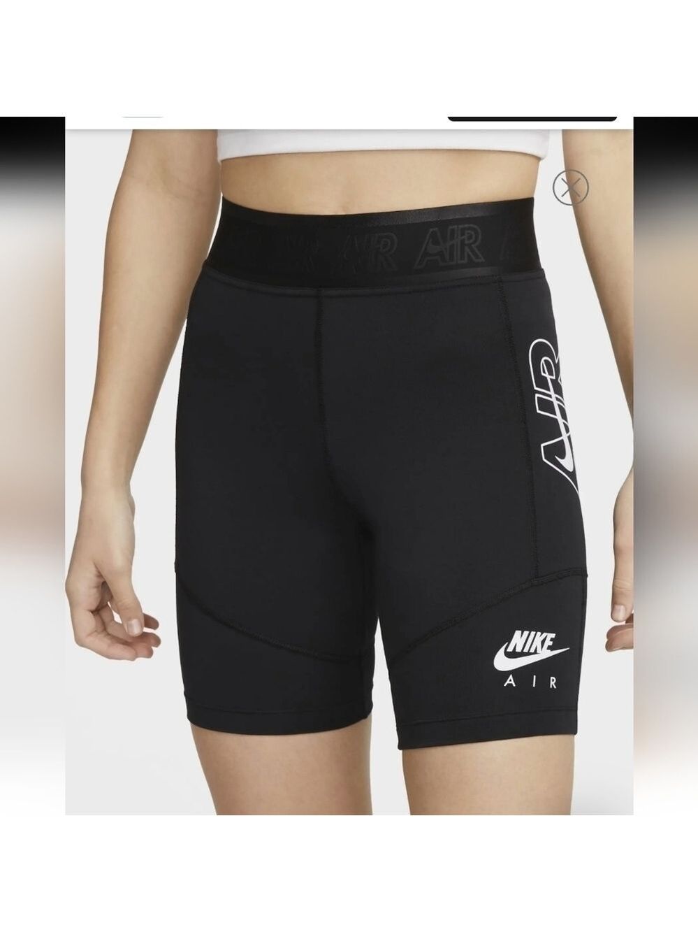 NIKE WOMEN'S BIKER Cotton blend black logo  High Rise SHORTS medium